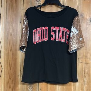 Ohio State Women's Black Top with Sequin Sleeves